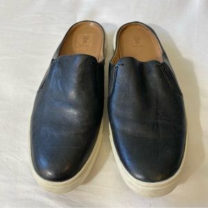 Frye Ivy Mules Womens 7.5 Black Leather Slip On Shoes Style 3479171 Easy Slides